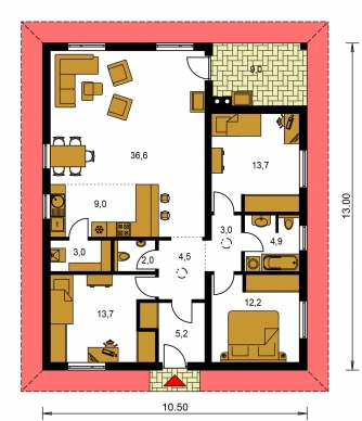 Grundriss des Erdgeschosses - BUNGALOW 158